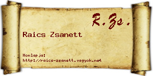 Raics Zsanett névjegykártya